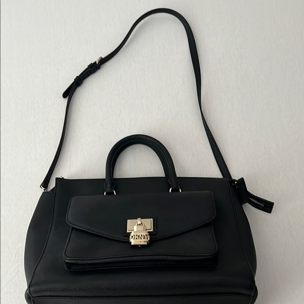 DKNYC Black Satchel with Gold Hardware